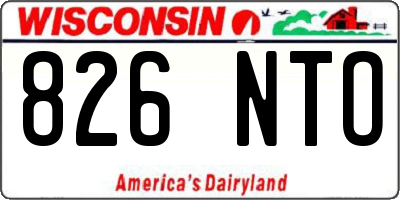 WI license plate 826NTO