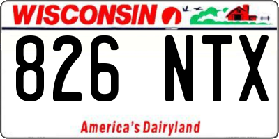 WI license plate 826NTX