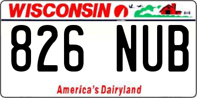 WI license plate 826NUB