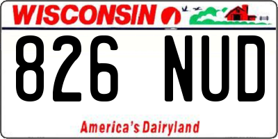 WI license plate 826NUD