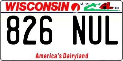 WI license plate 826NUL