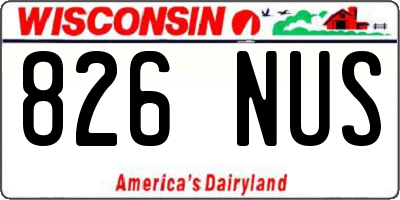 WI license plate 826NUS