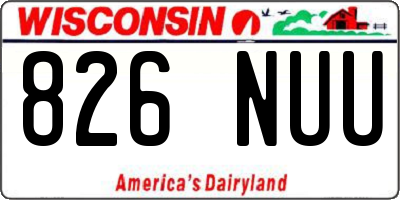 WI license plate 826NUU