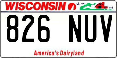 WI license plate 826NUV