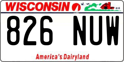 WI license plate 826NUW