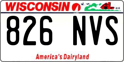 WI license plate 826NVS