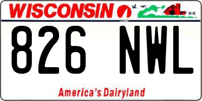 WI license plate 826NWL
