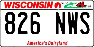 WI license plate 826NWS