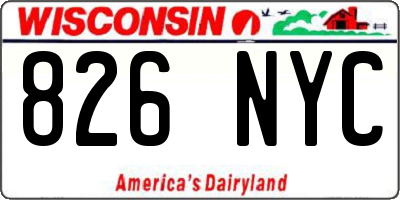 WI license plate 826NYC