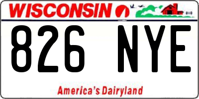 WI license plate 826NYE