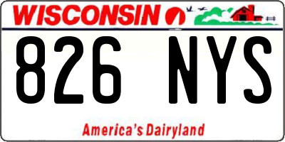 WI license plate 826NYS