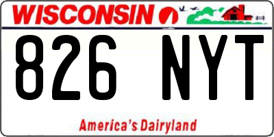 WI license plate 826NYT