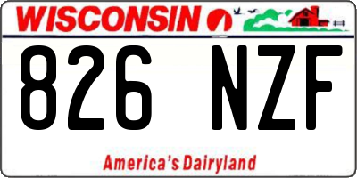 WI license plate 826NZF
