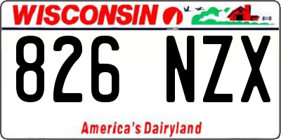 WI license plate 826NZX