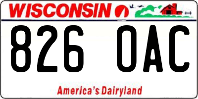 WI license plate 826OAC