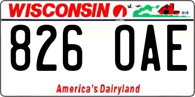 WI license plate 826OAE