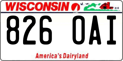 WI license plate 826OAI