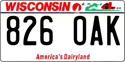 WI license plate 826OAK