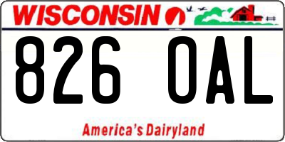 WI license plate 826OAL