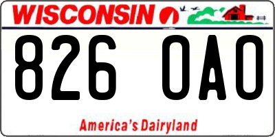 WI license plate 826OAO