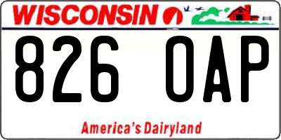 WI license plate 826OAP