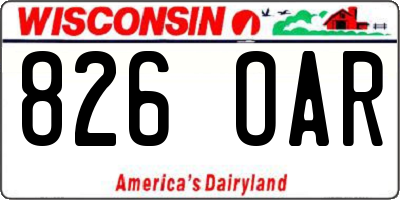 WI license plate 826OAR