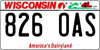 WI license plate 826OAS
