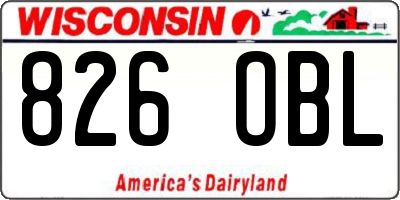 WI license plate 826OBL