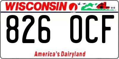 WI license plate 826OCF