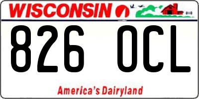 WI license plate 826OCL
