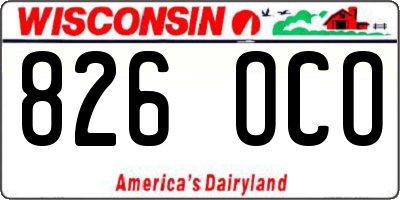 WI license plate 826OCO