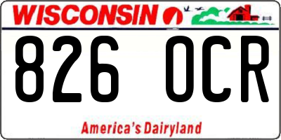 WI license plate 826OCR
