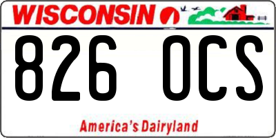 WI license plate 826OCS