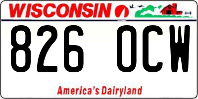 WI license plate 826OCW