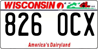 WI license plate 826OCX