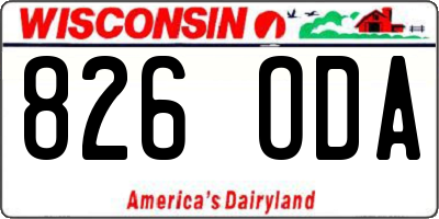 WI license plate 826ODA