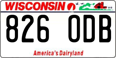 WI license plate 826ODB