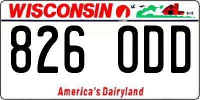 WI license plate 826ODD
