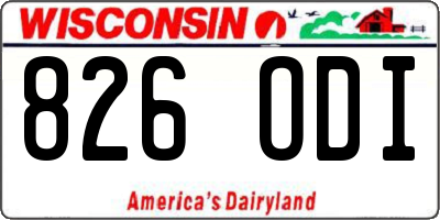 WI license plate 826ODI