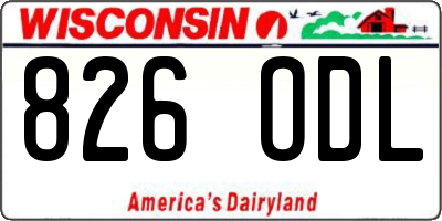 WI license plate 826ODL