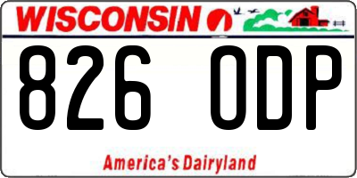 WI license plate 826ODP