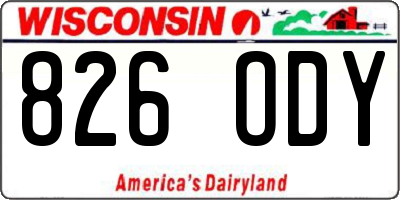 WI license plate 826ODY