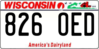 WI license plate 826OED