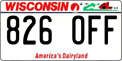 WI license plate 826OFF