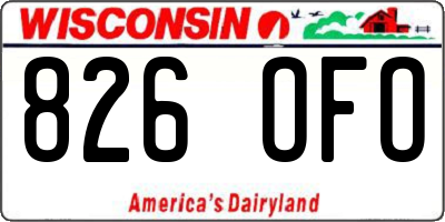WI license plate 826OFO