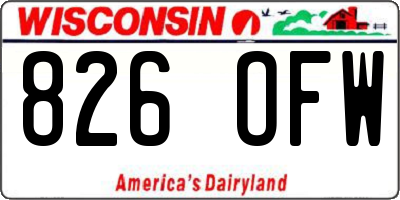 WI license plate 826OFW