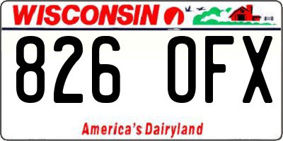 WI license plate 826OFX