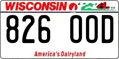 WI license plate 826OOD