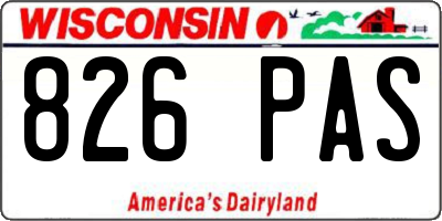 WI license plate 826PAS