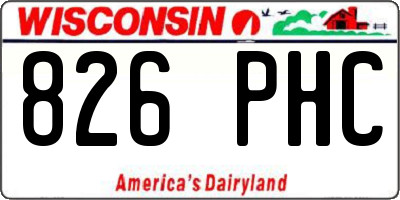 WI license plate 826PHC